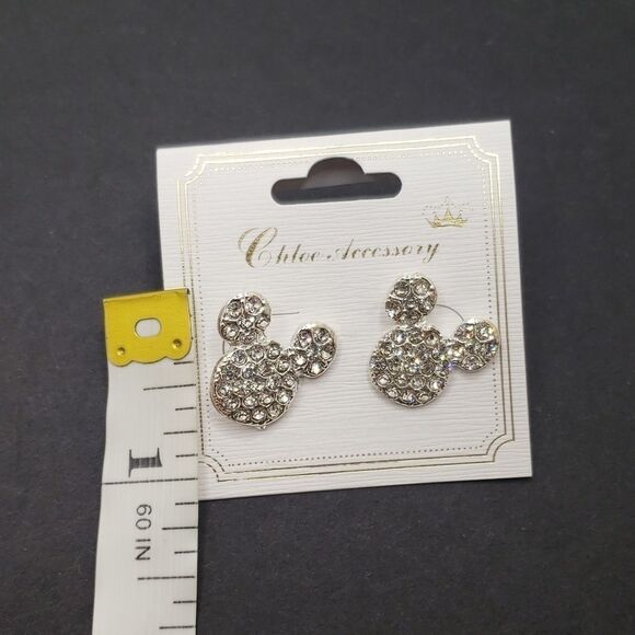 𝅺mickey mouse silver Rhine Earrings - Picture 2 of 3